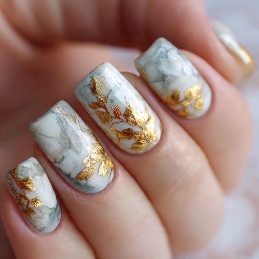 gold leaf and marble art nature looks