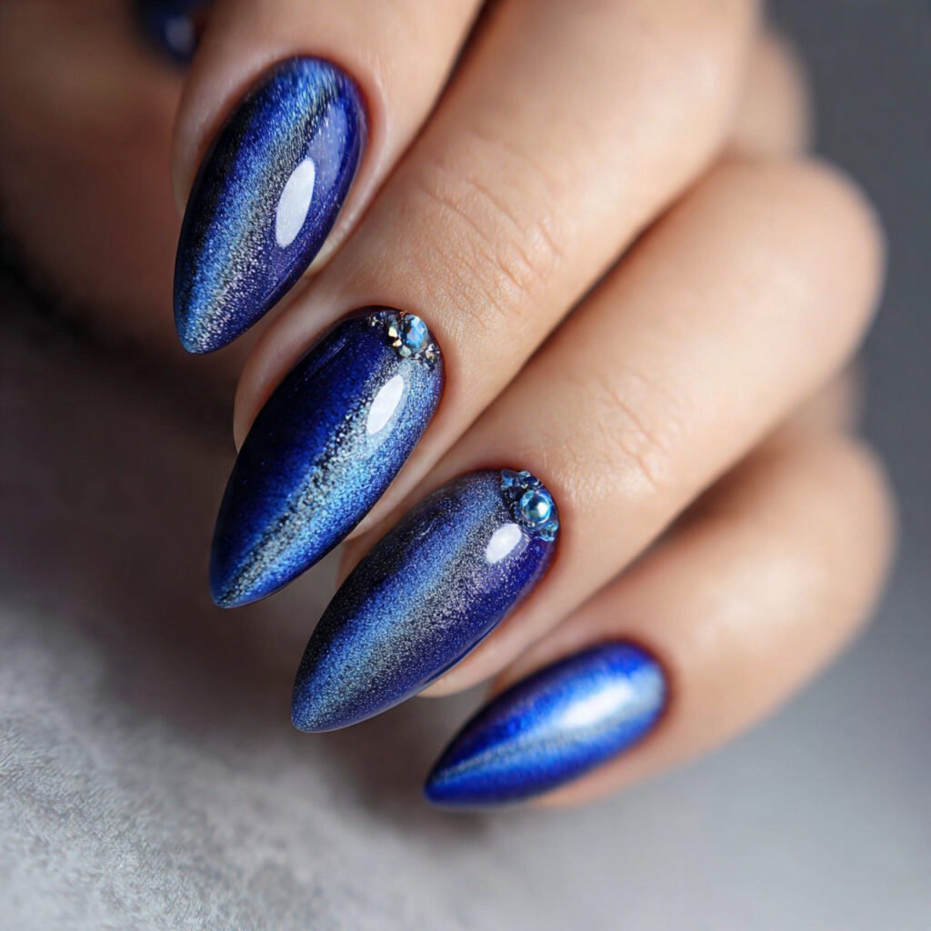 gradient blue cat eye nails attractive nails