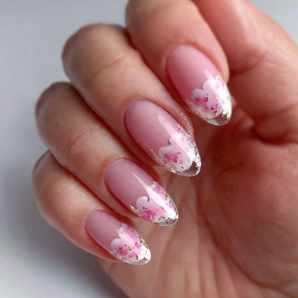 heart french tips tiny hearts as the