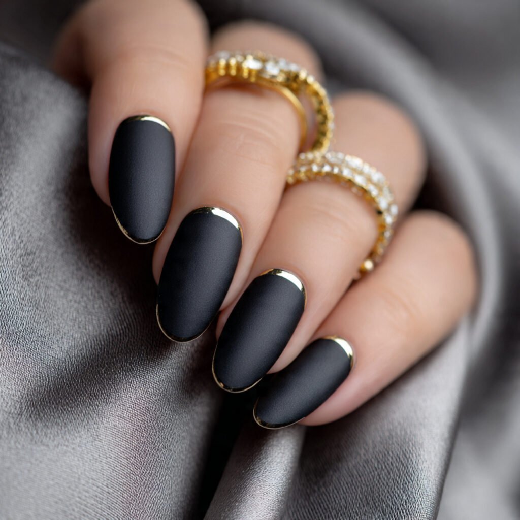 matte base gloss details nail art