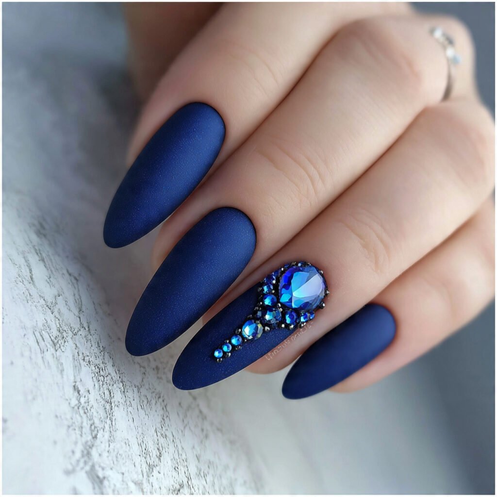 matte blue cat eye nails nature looks