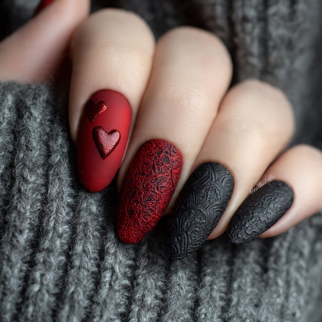 matte glossy heart details texture contrast