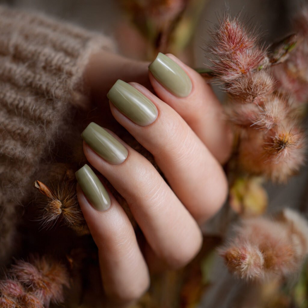 matte nails soft focus editorial vibe nature