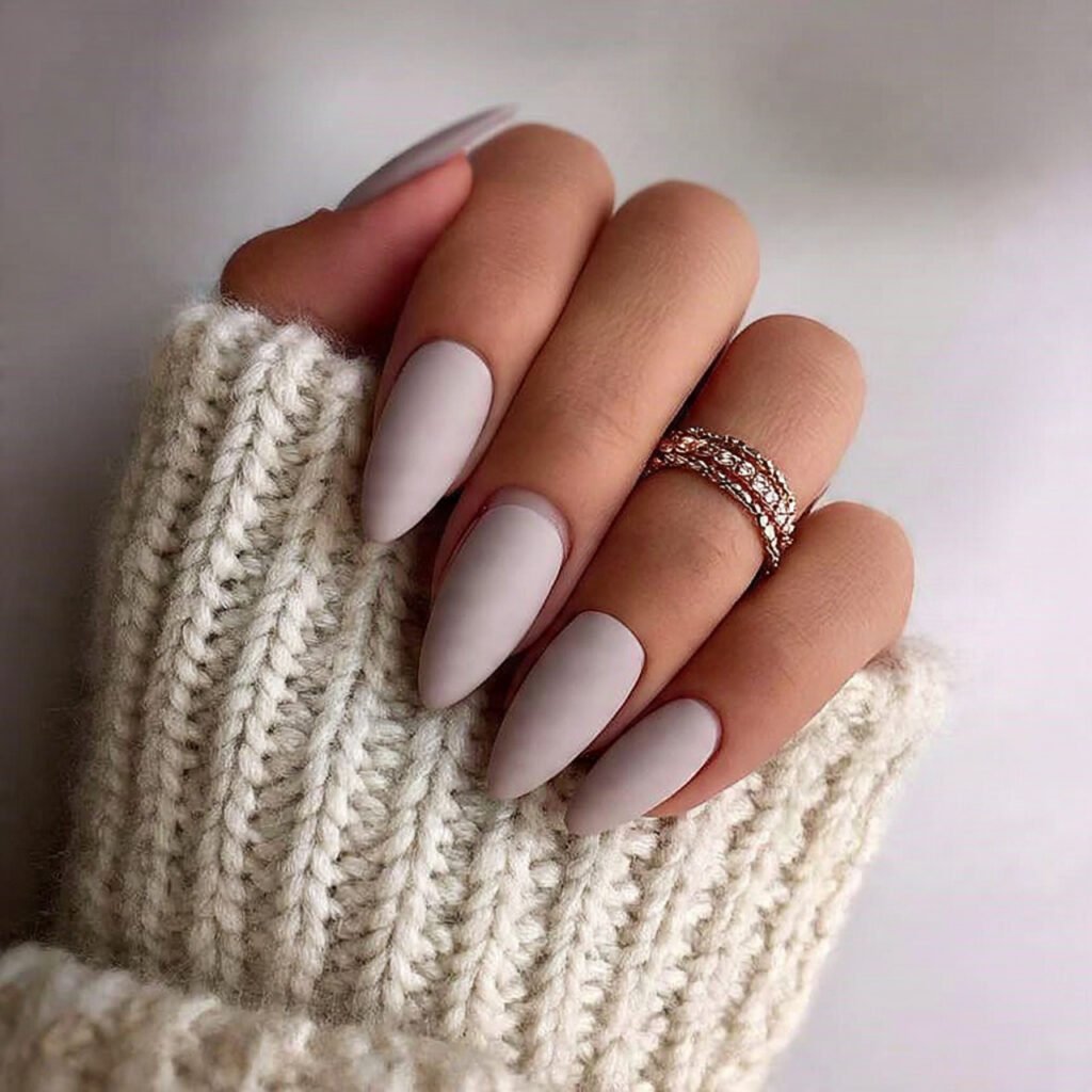 matte neutral nails soft velvety editorial nature