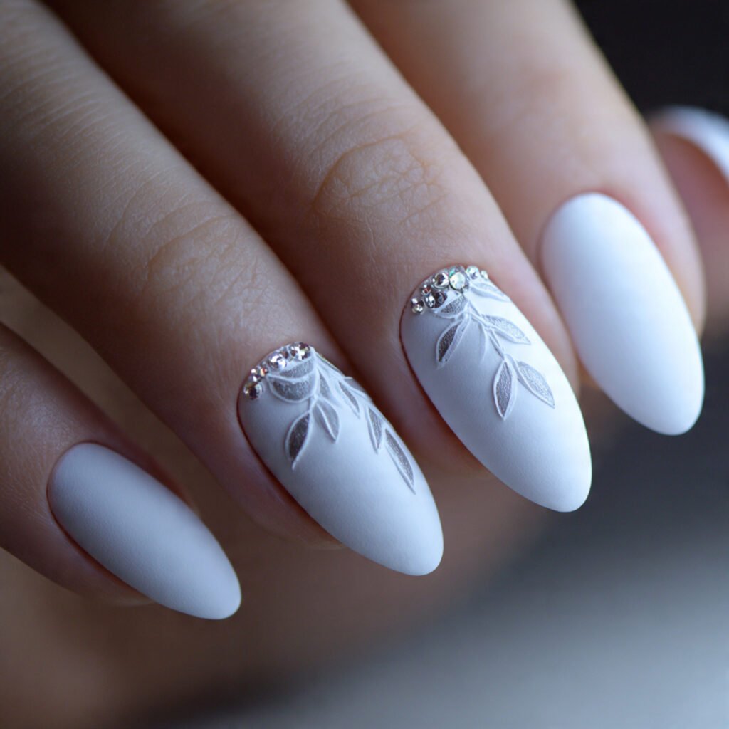matte white with diamond accents nature looks
