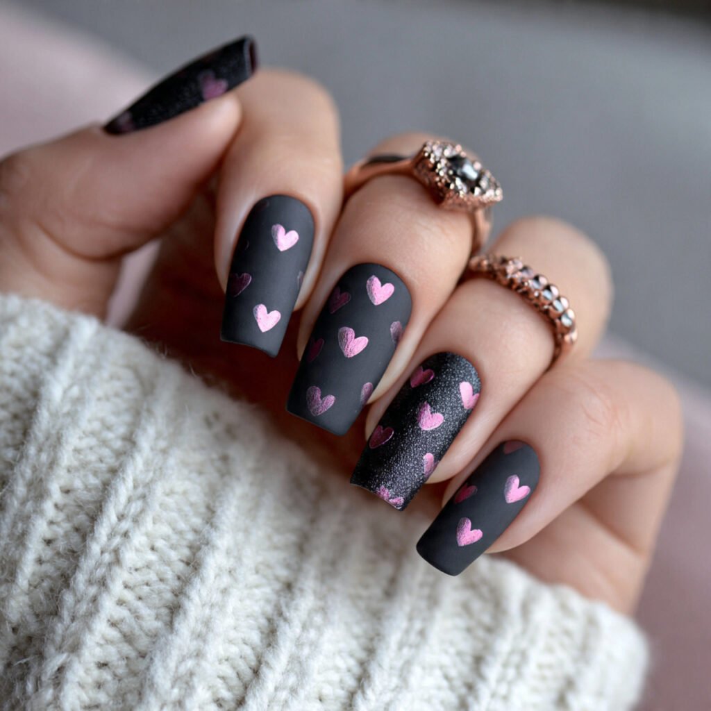 matte with glossy hearts texture contrast very