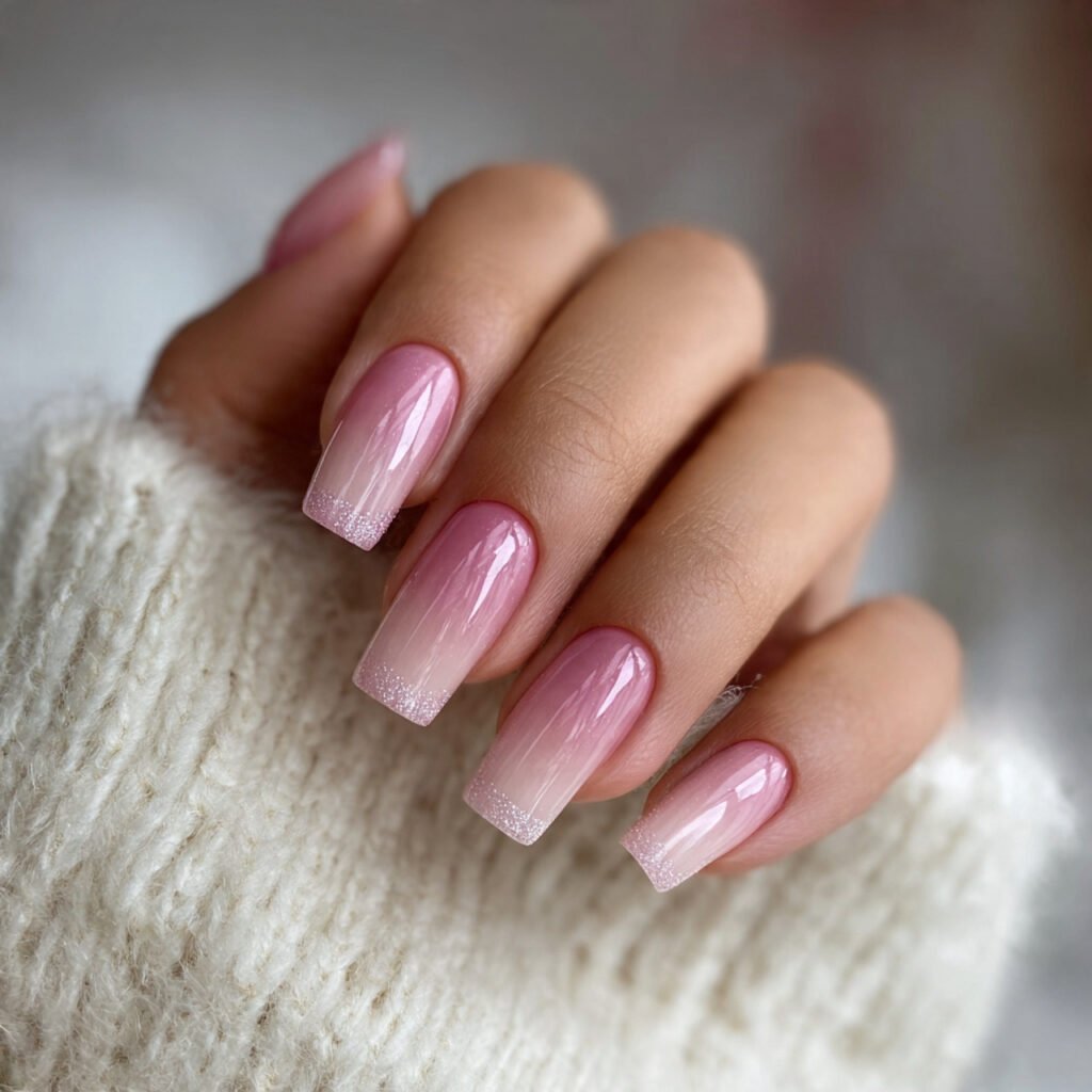 matte with glossy micro tips natural looks nail