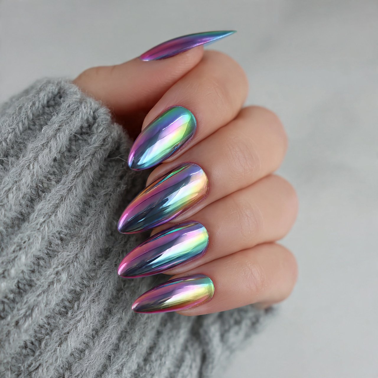 mermaid chrome tips subtle shine not overdone