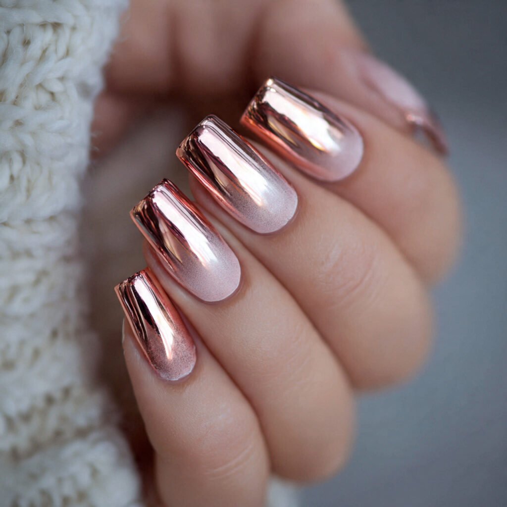 metallic rose gold ombre attractive looks nails