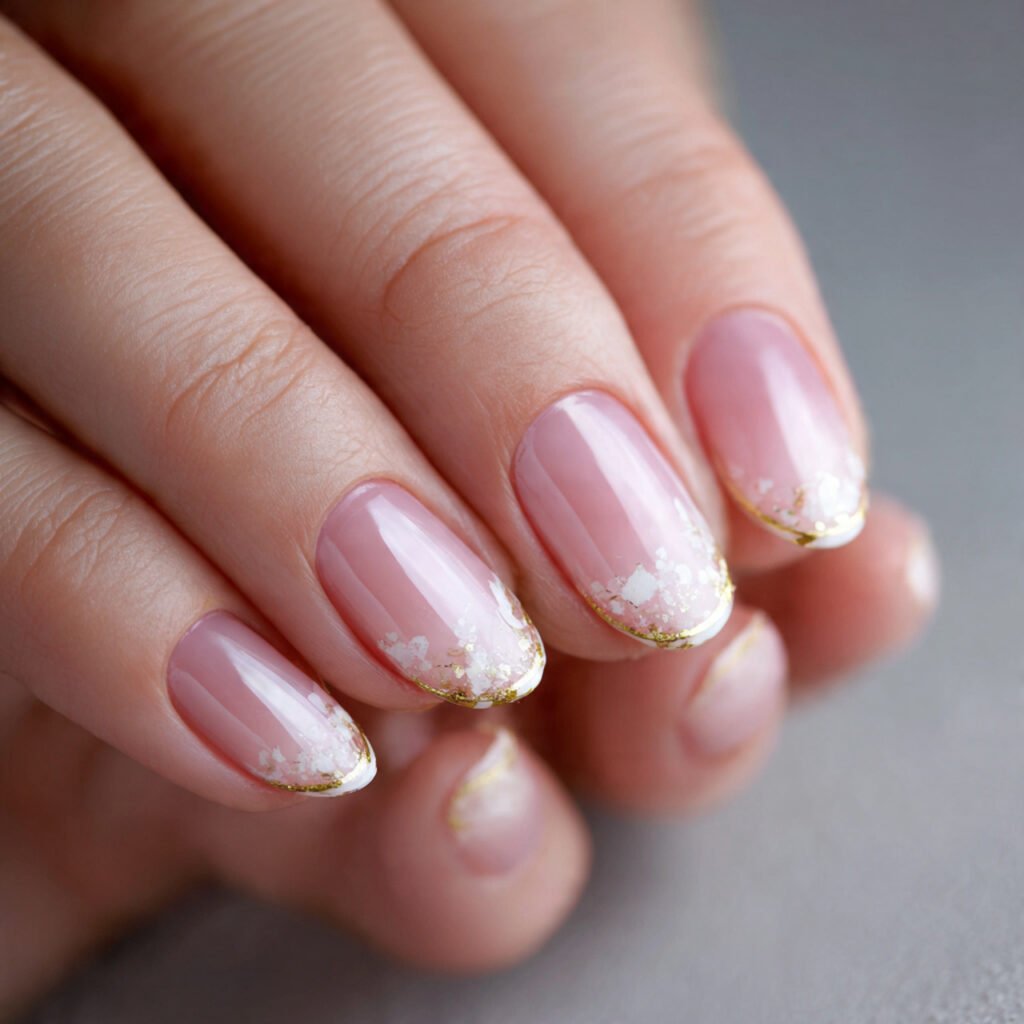 micro french nail art natural image