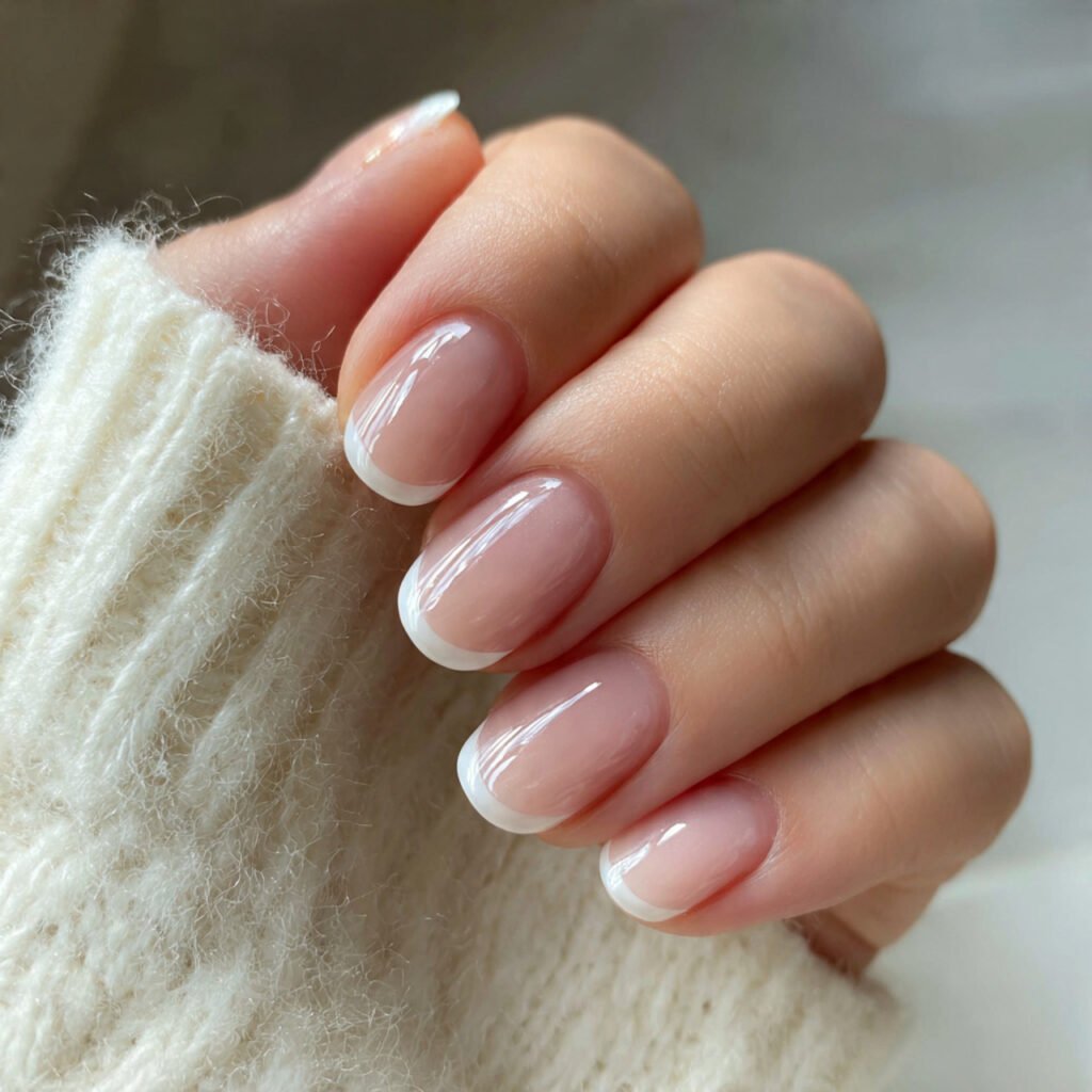 milky neutral french nails soft quiet luxury