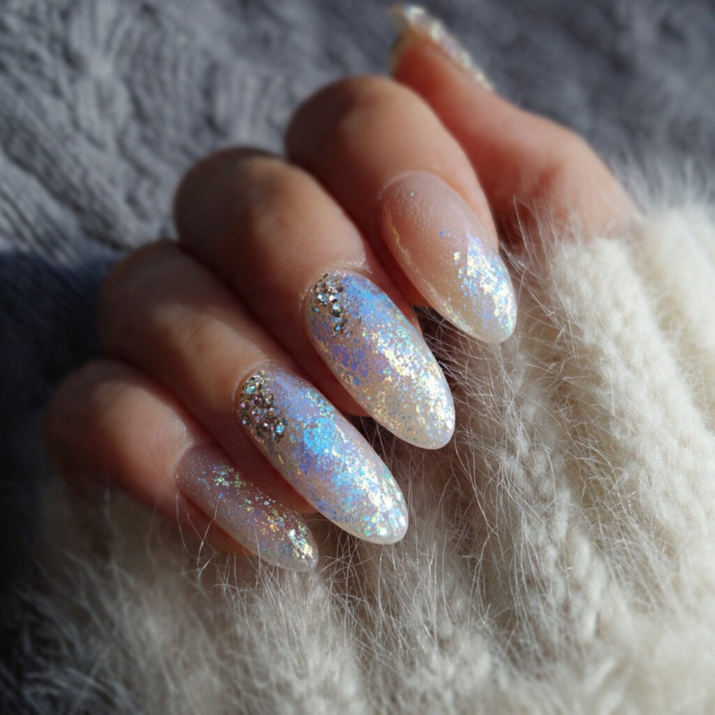 milky white gel nails