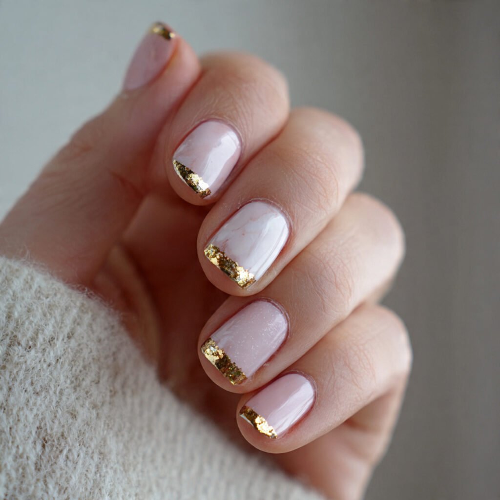 minimal gold foil accent one nail one