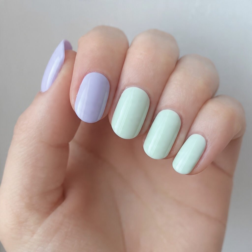 minimal skittle pastels two shades only nails