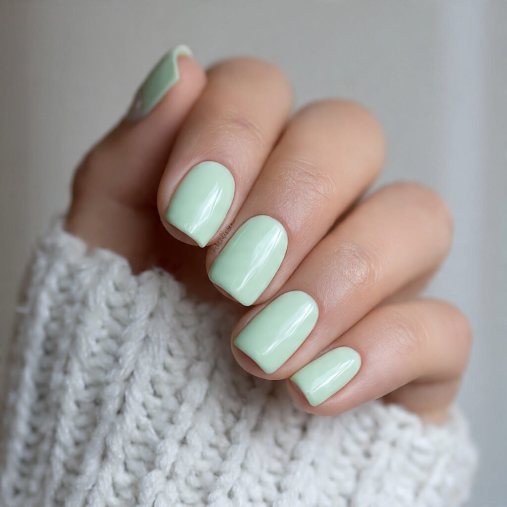 mint green pastel nails fresh and trendy