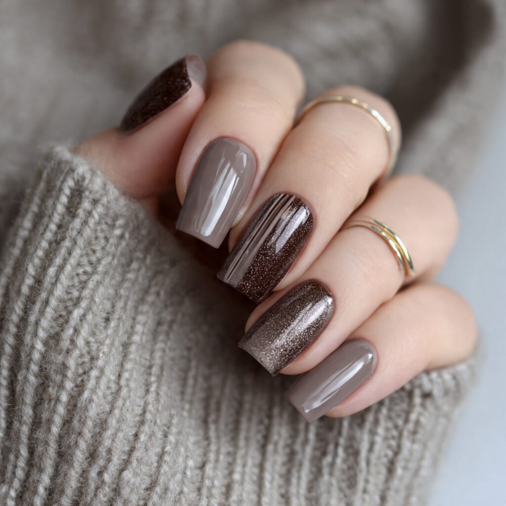 mocha latte trendy nails neutral statement natural