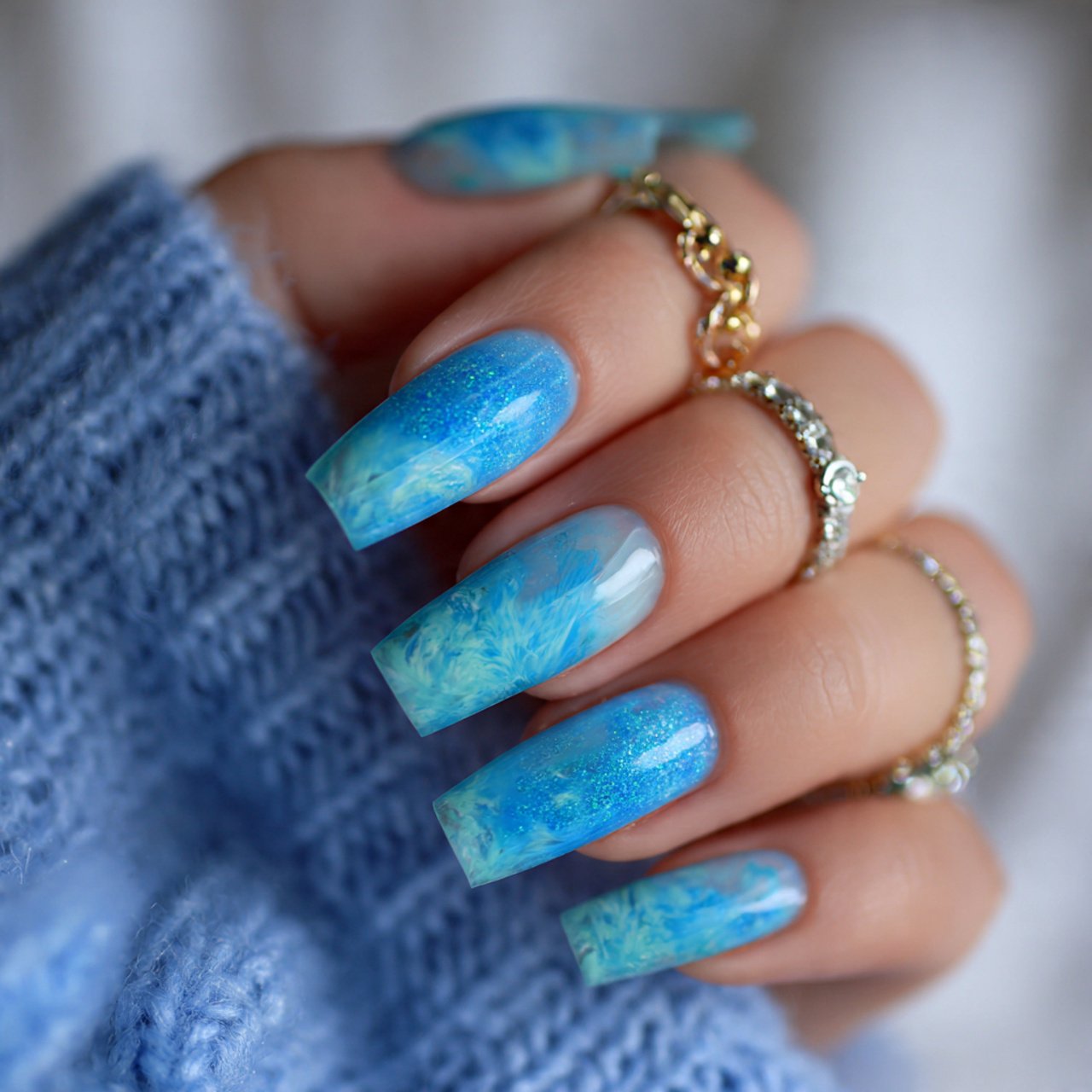 nails blue lagoon jelly nails sheer