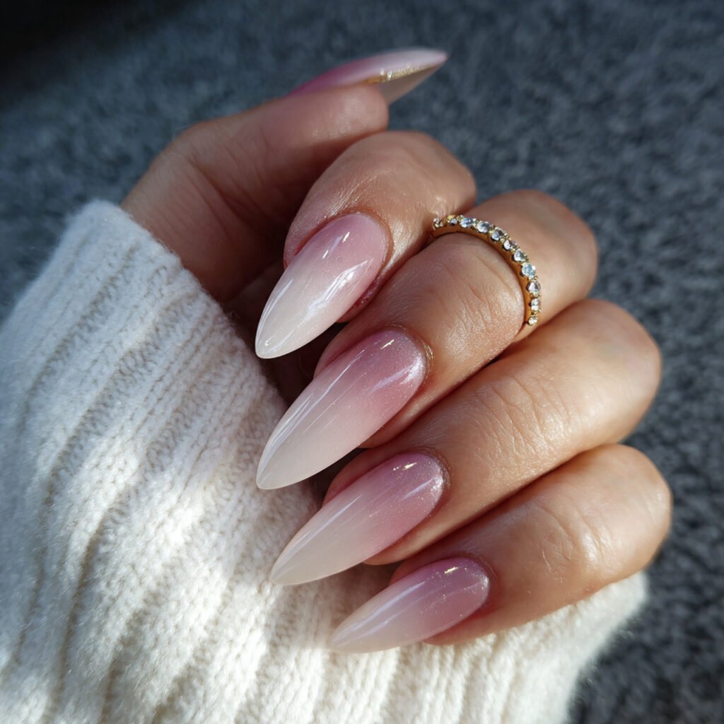 nails soft ombr stiletto baby boomer