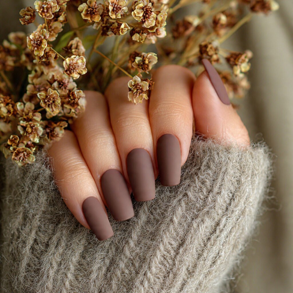 natural looks nails matte mocha nails soft