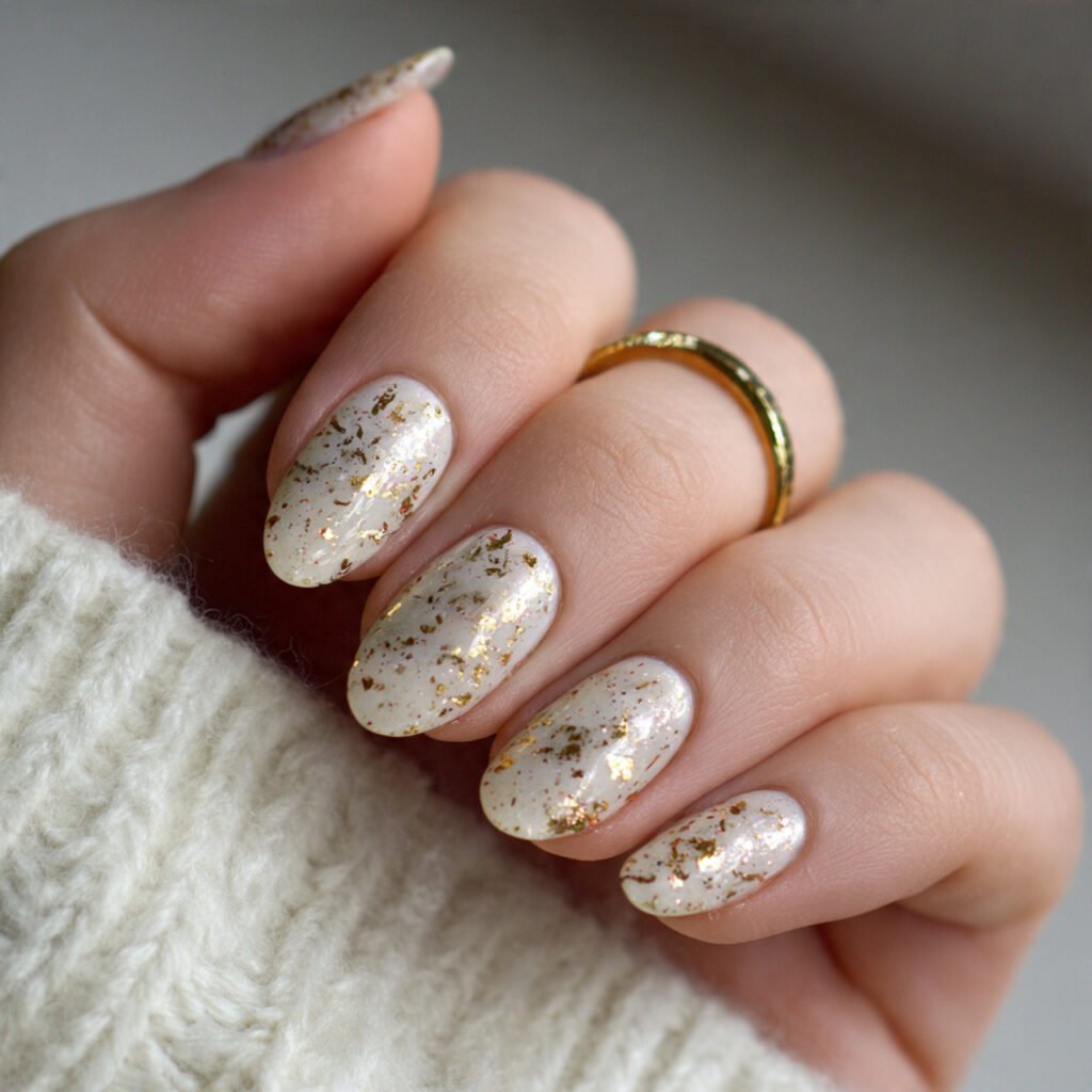neutral base gold foil specks luxury