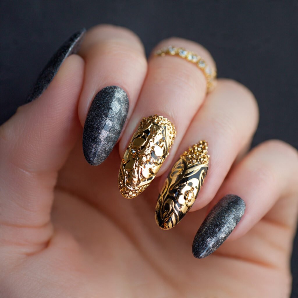 nude base statement ring finger nail