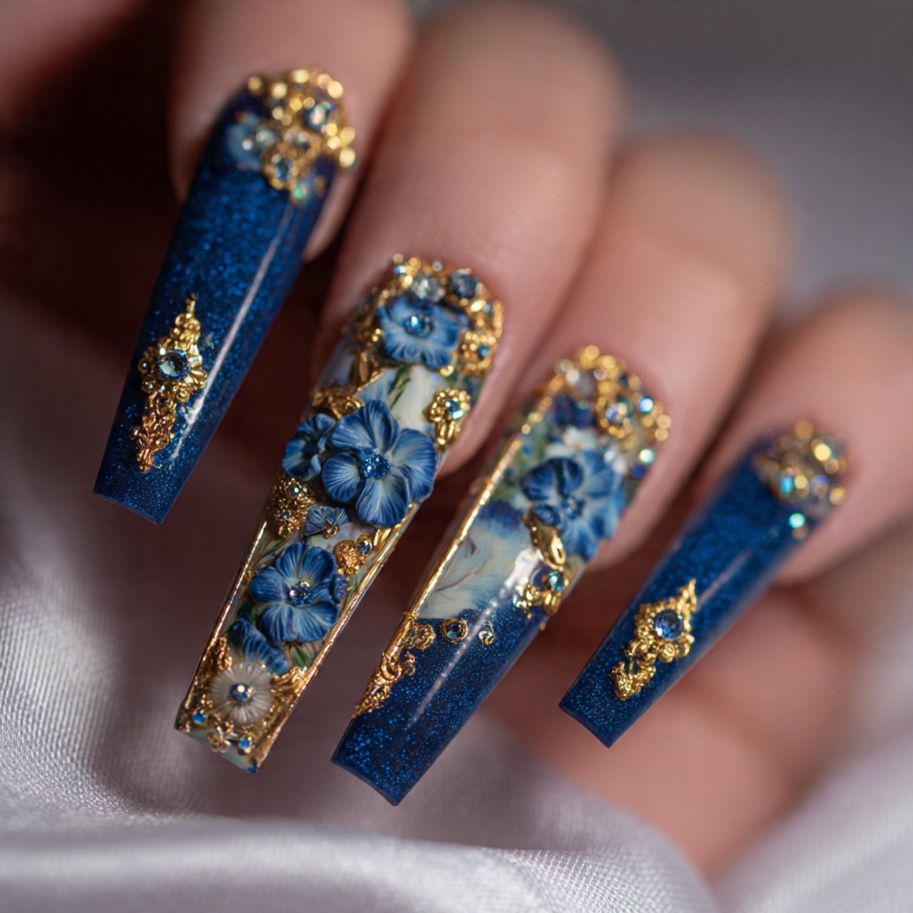 nude nails with 3d nail art 1 1