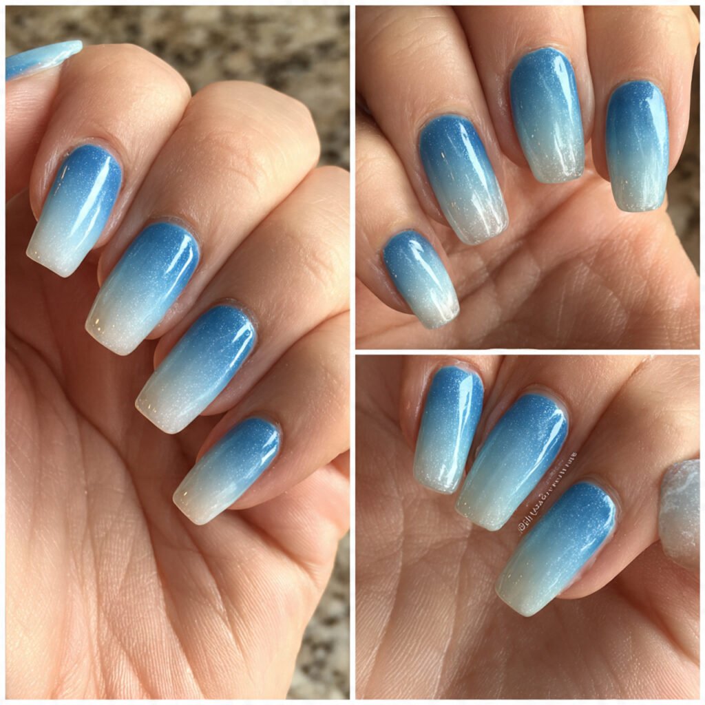 nude to icy blue ombr frozen fade very flattering