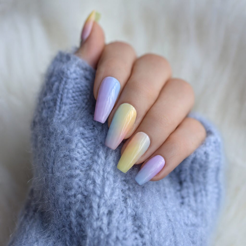 pastel aura nails soft glow center
