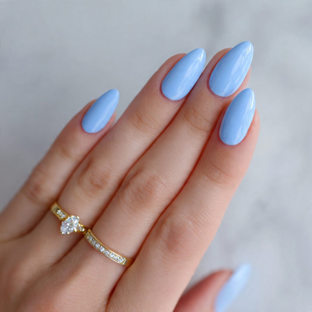 pastel blue gel nails