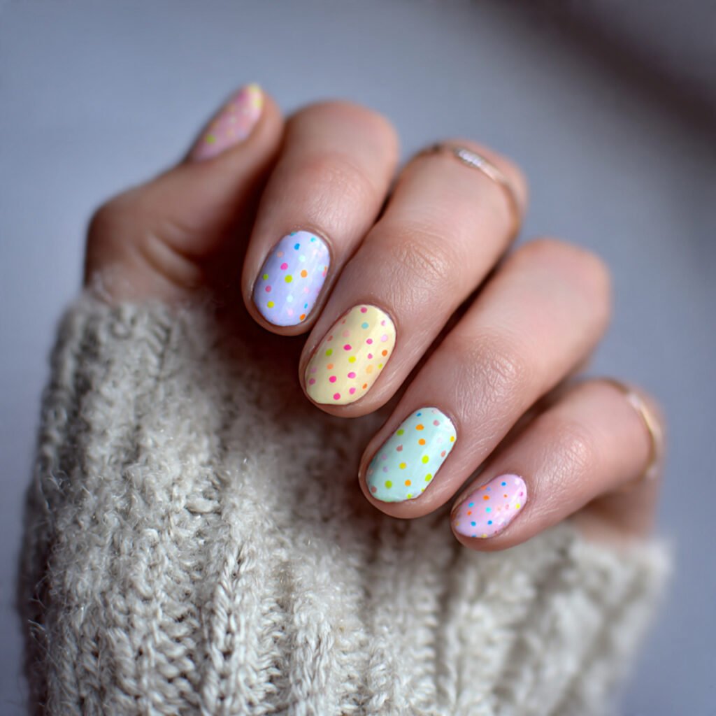 pastel dot nails simple playful not messy