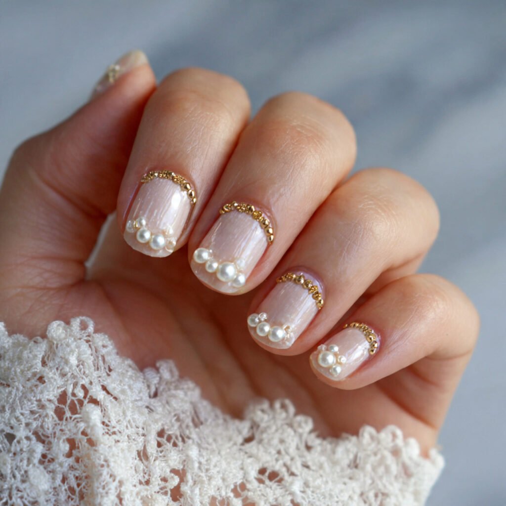 pearl accent chic nails tiny pearls not