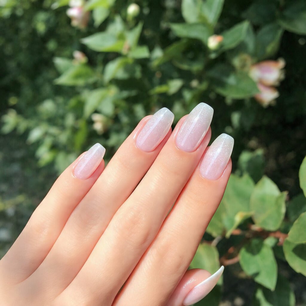 pearl sheen shell stiletto soft shimmer bridal friendly