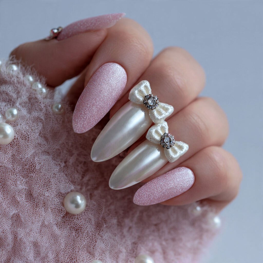 pearly with tiny bow accents attractive looks