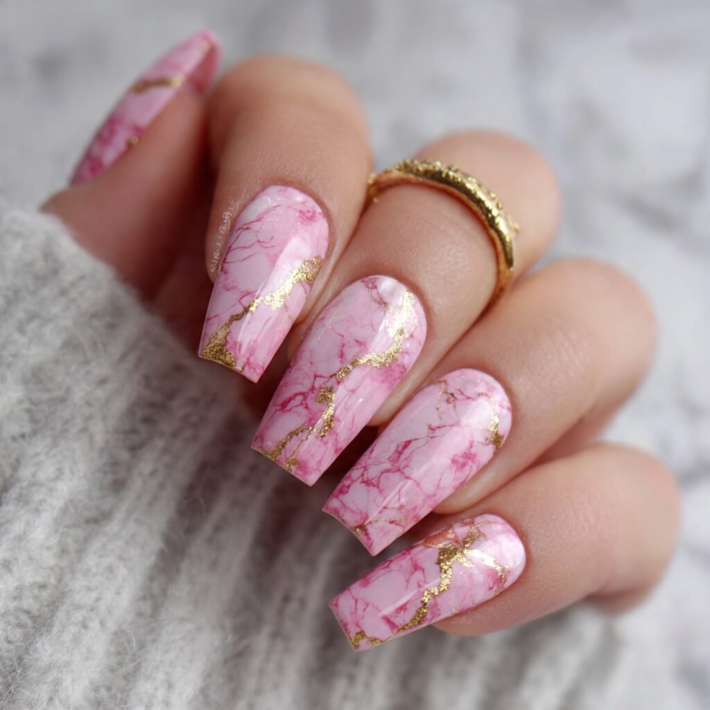 pink and gold marble effect attractive looks