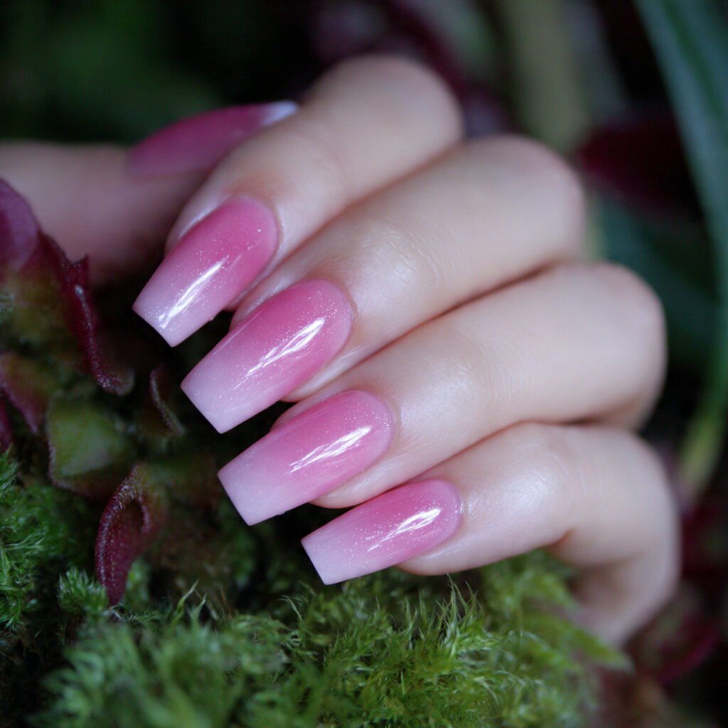 pink aura nails soft airbrushed glow nature