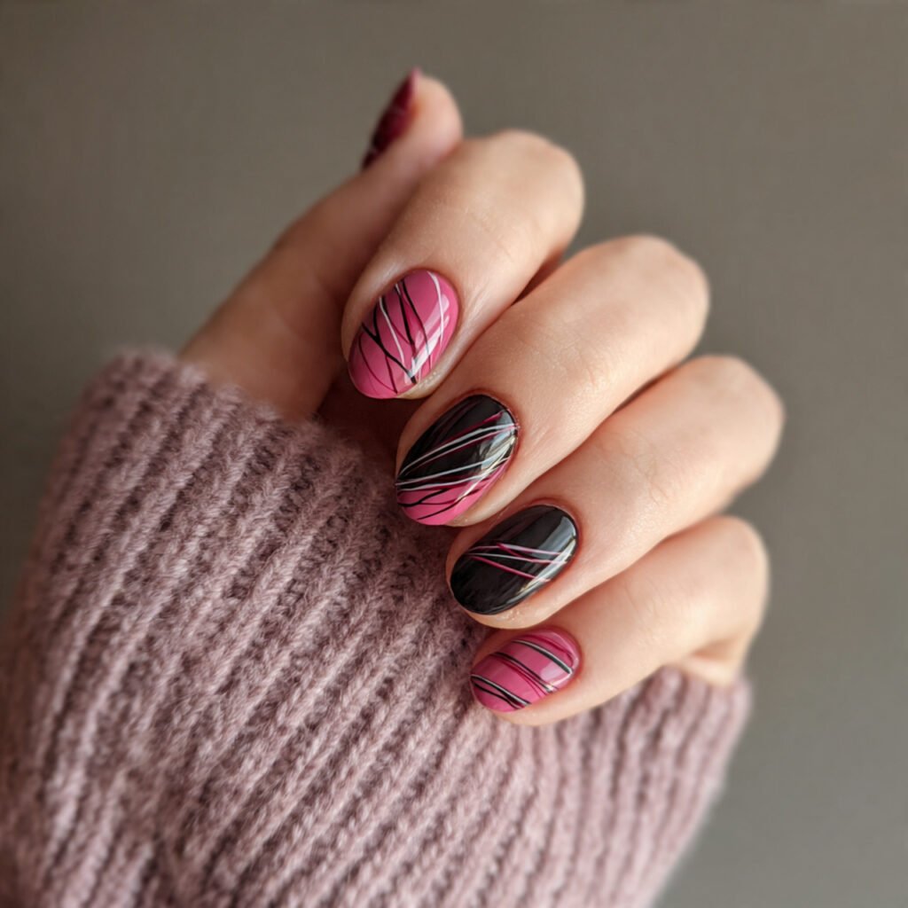 pink black minimal abstract lines nature