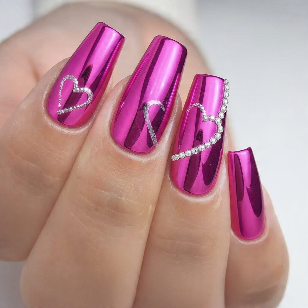 pink chrome glazed valentine nails luxe trend forward