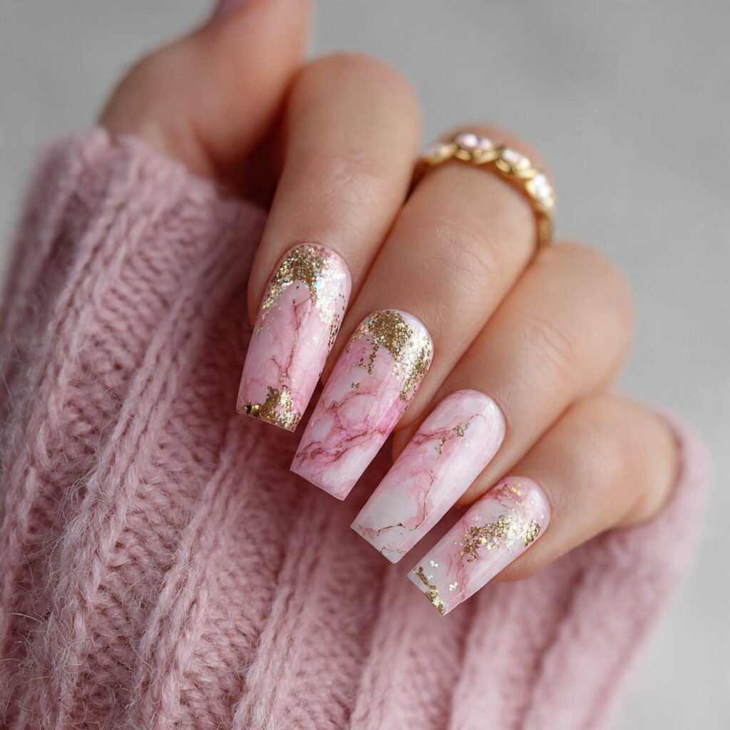 pink marble with glitter accents nature looks