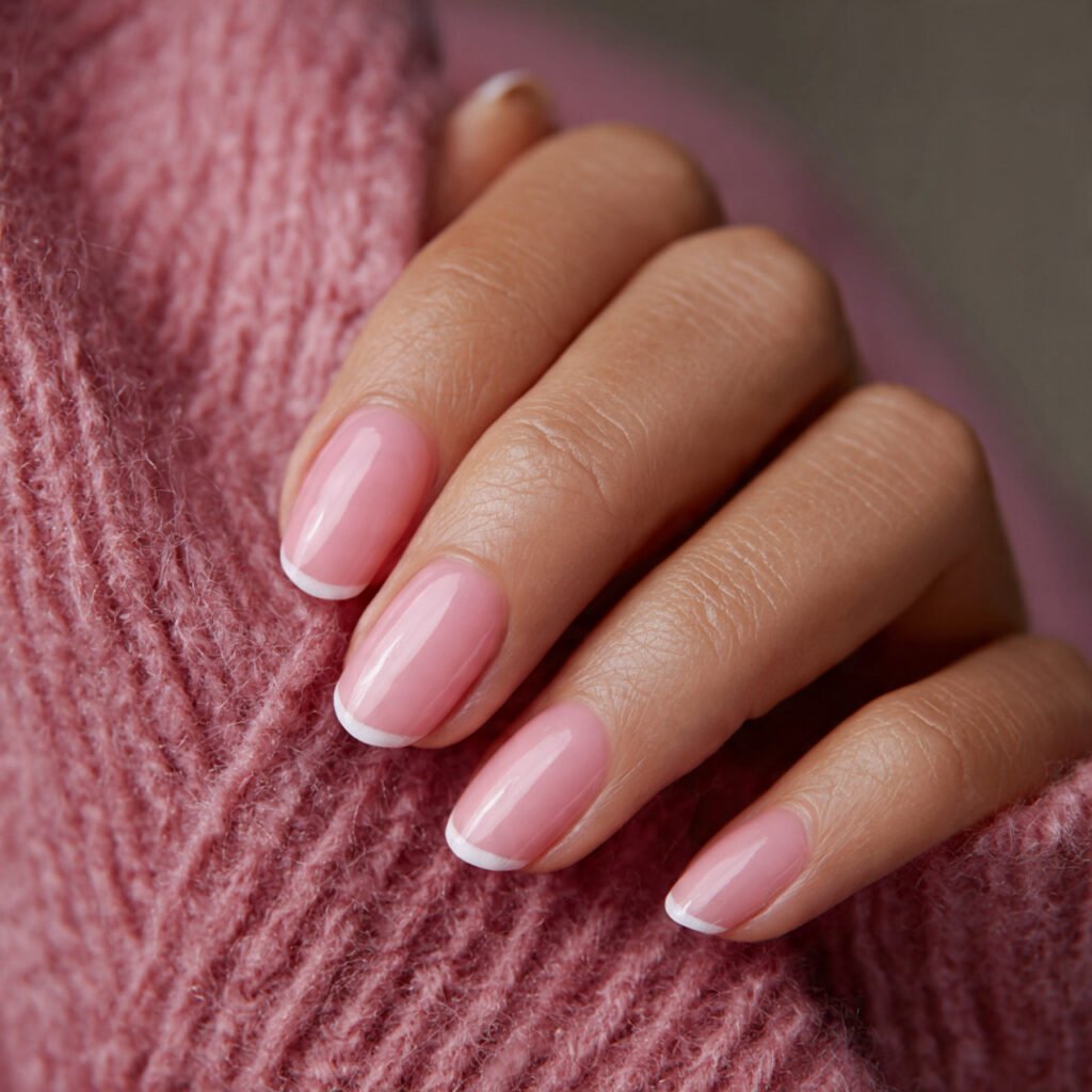 pink micro french tips modern feminine low grow out