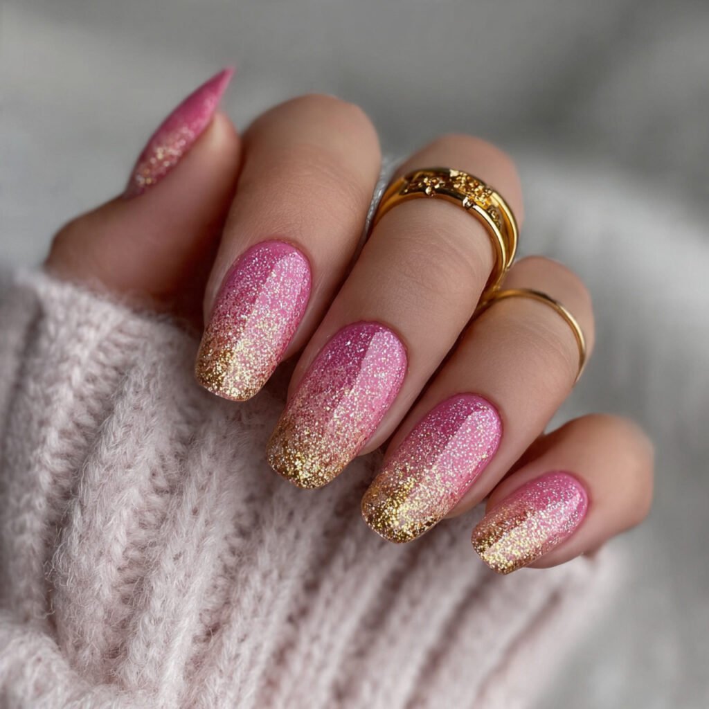 pink to gold glitter ombre cool looks
