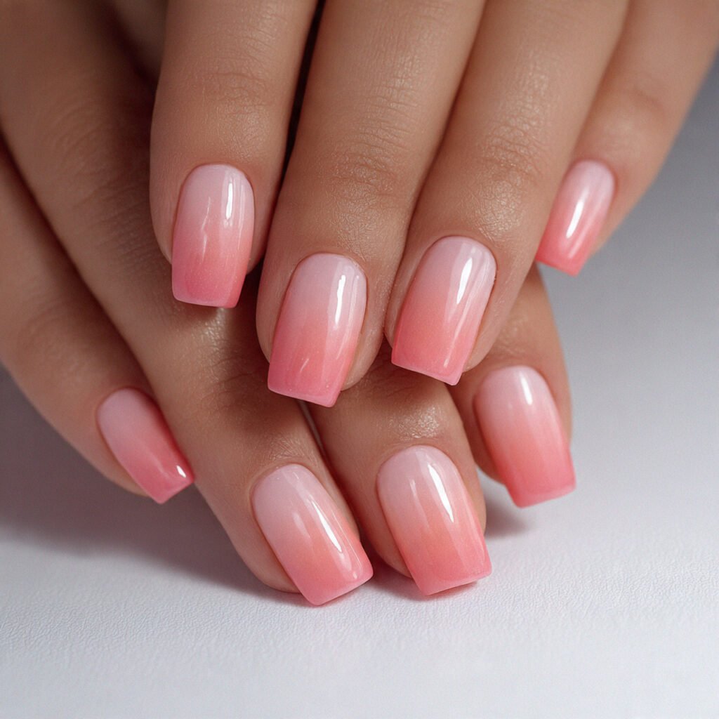 pink to peach ombre attractive nails