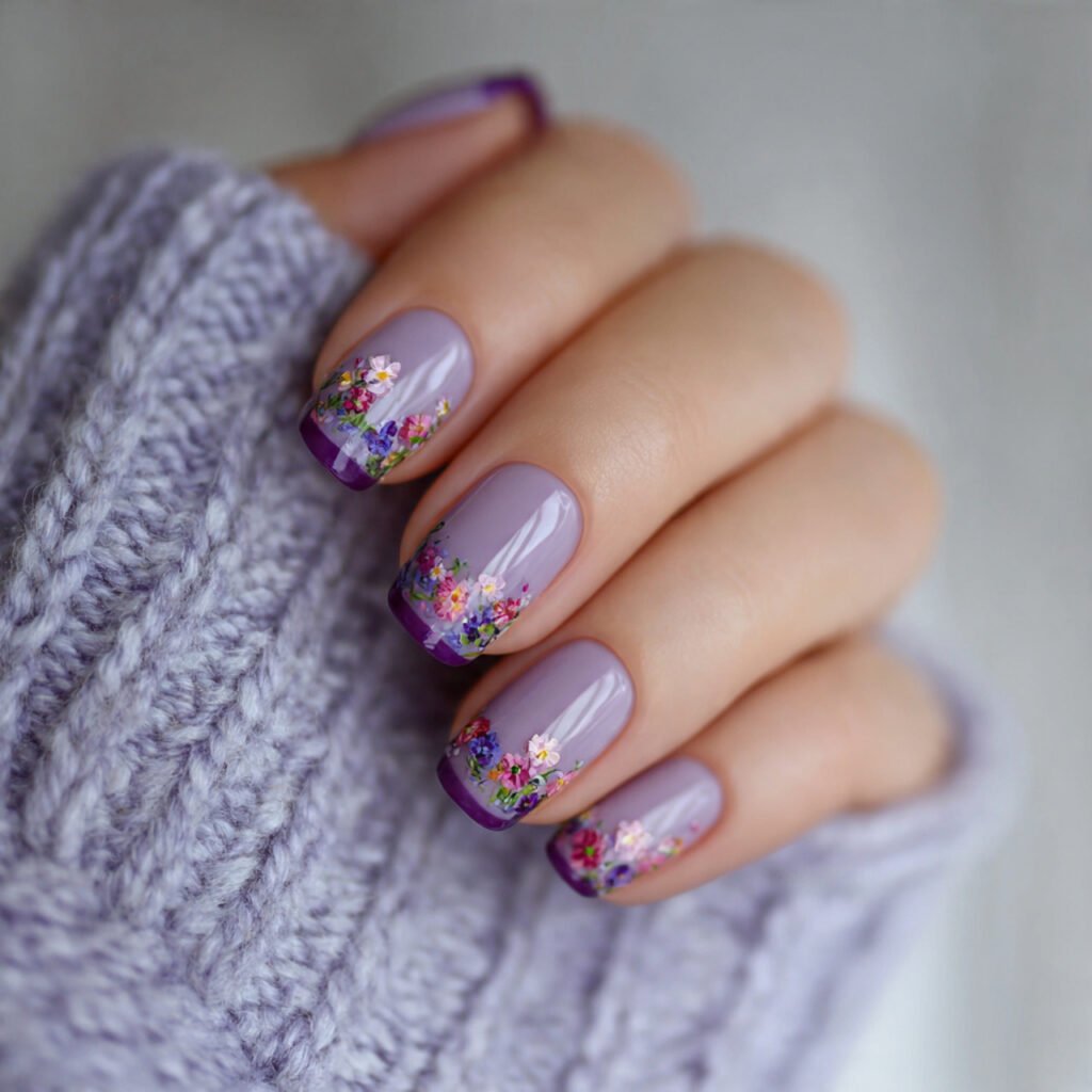 purple french manicure lavender to plum with
