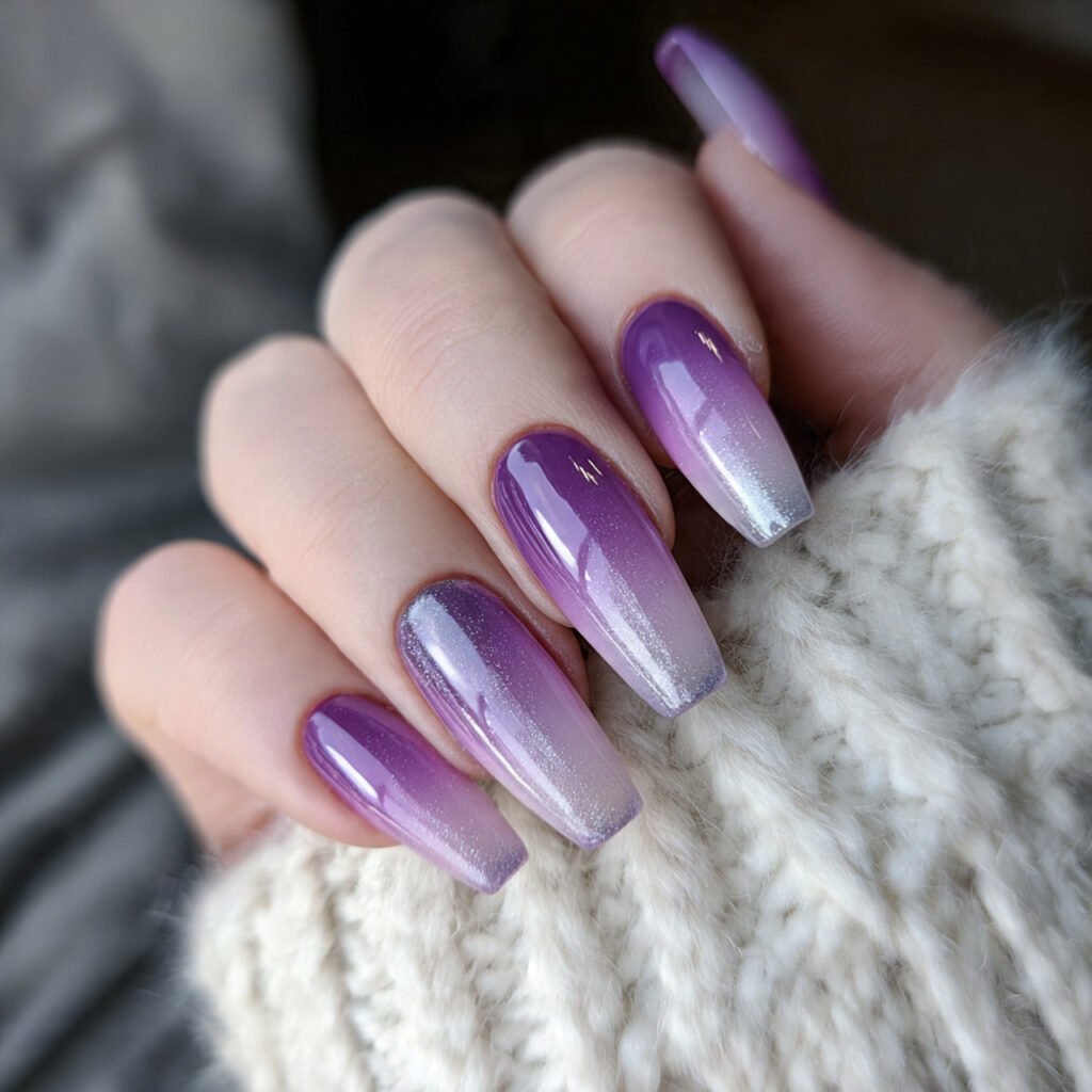 purple to silver ombre beautiful looks nails
