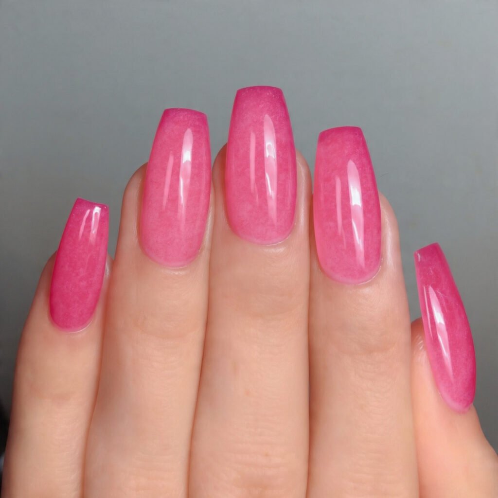 raspberry jelly nails with a glossy candy