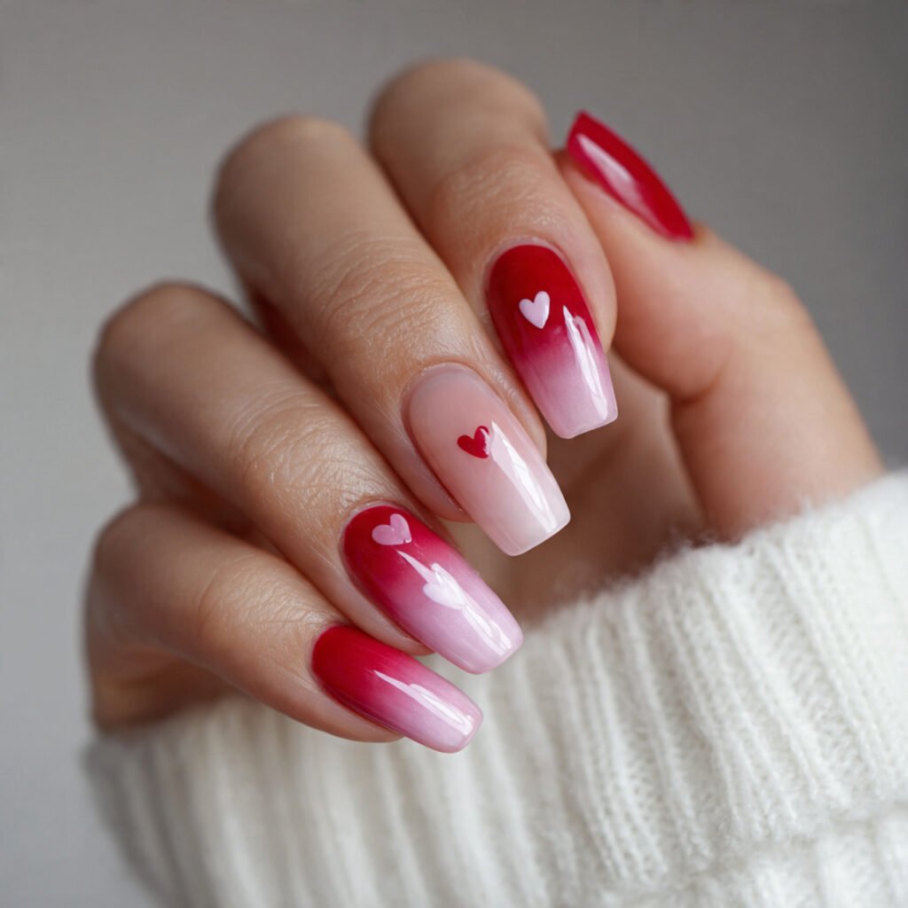 red and pink ombre with hearts decent