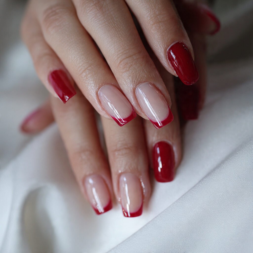 red french tips with a base attractive