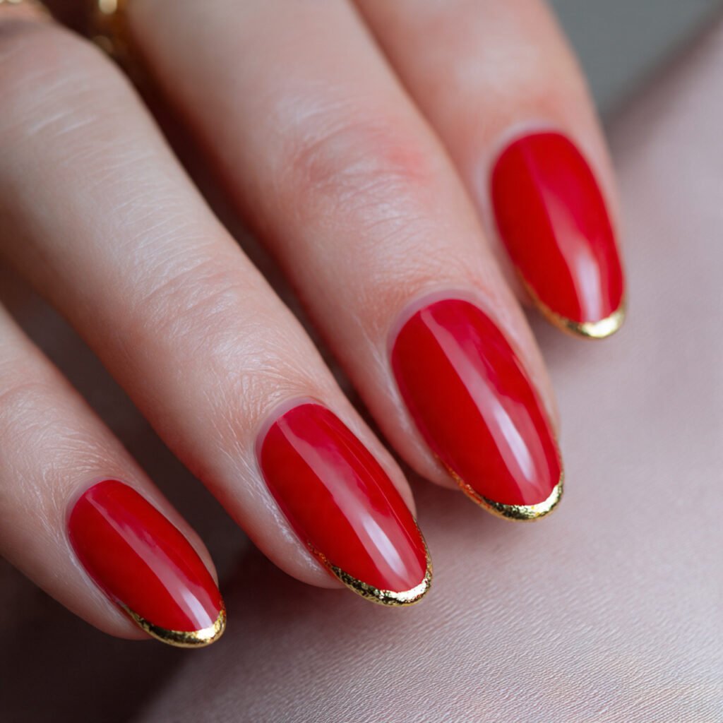 red french tips with gold lining create