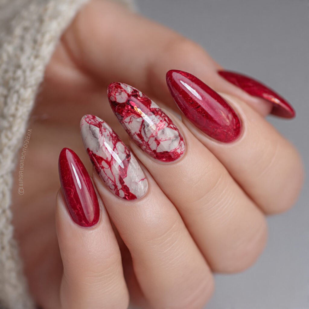 red marble nails