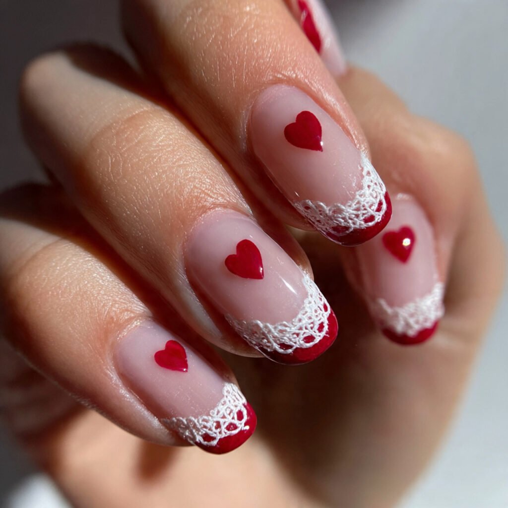 red micro french valentine s day nails romantic clean