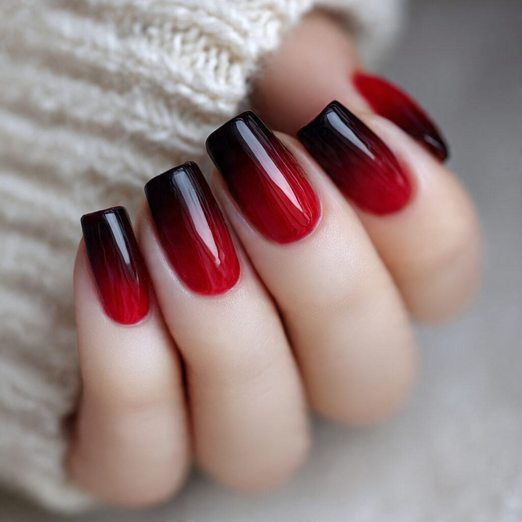 red to black ombre decent look nails